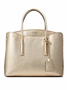 NEW Kate Spade Margaux Spade Studded Satchel Crossbody Bag in Pale Gold